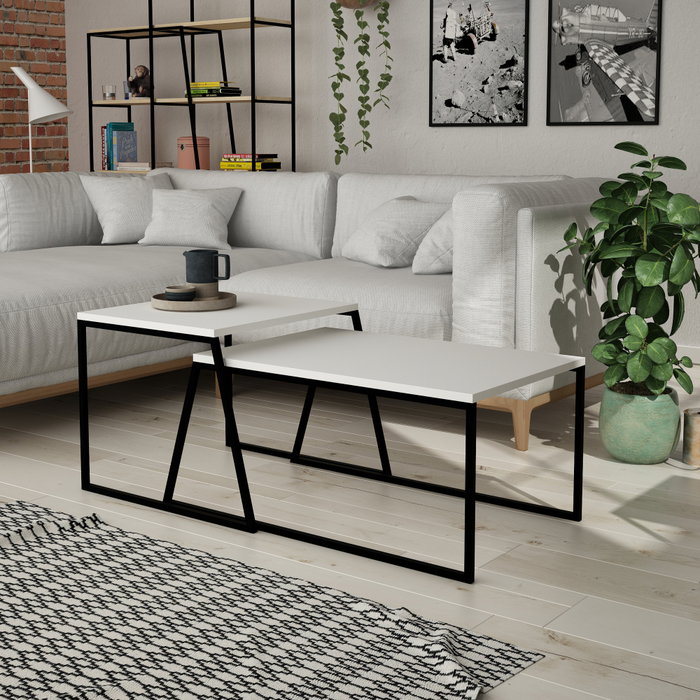 Hanah Home Juego de Mesa de Centro Blanco y Negro